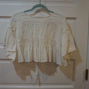 Primark white embroidered crop top